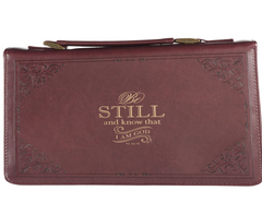 Bible Cover -Be Still Psalm 46:10-Red-Lrg & Butterfly-Lrg