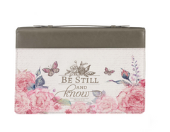 Bible Cover -Be Still Psalm 46:10-Red-Lrg & Butterfly-Lrg